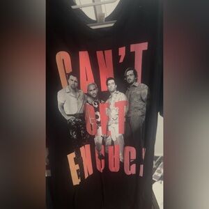 Black Graphic T-Shirt with Pink and Red Text